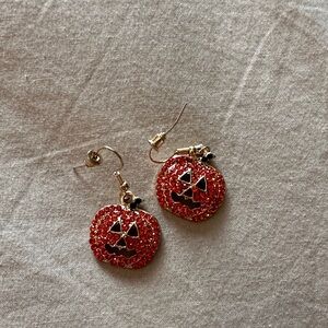 Orange Crystal Pumpkin Drop Earrings